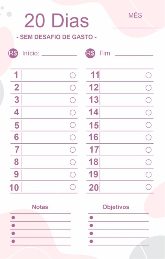 Planner desafio 20 dias 2 Oba Digitais